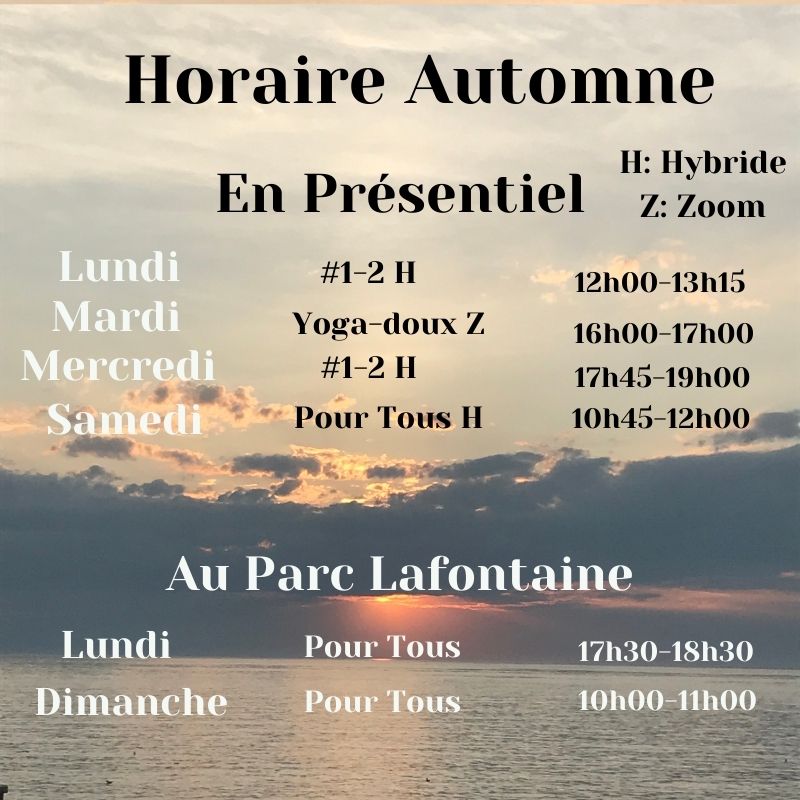 Nouvel horaire automne 2021